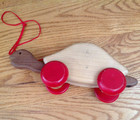 Vintage Handmade Red Brown Wooden Turtle Pull Along Toy Made In Usa 11 