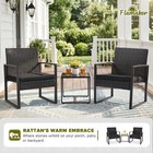 Flamaker 3 Pieces Patio Furniture Set Outdoor Wicker Bistro Chair  black 
