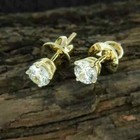 1ct Round Cut Lab-created Diamond Solitaire Stud Earrings 14k Yellow Gold Plated
