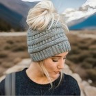 Women s Confetti Stretch Beanie Tail Messy Bun Ponytail Beanie Hat Knit Caps