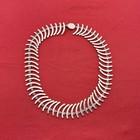 Vintage Taxco Mexico Sterling Silver Fishbone Collar Necklace 17  94g Eagle 3