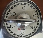 Vtg Sleek Mechanical Metal Kitchen 60 Minute Timer Works Unbranded Swiss Logo