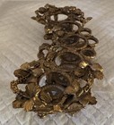 Vintage Art Nouveau Cast Metal Lipstick Brushes Holder Gold Tone Hibiscus Flower