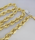 Mens 10k Yellow Gold Necklace Rope Chain 10mm Thick 24 Inch   Real 10kt Gold