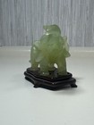 Vintage Hand Carved Green Jade Statue Elephant Chinese Figurine Clean