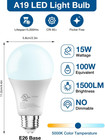 Led Light Bulbs  A19 5000k Daylight Light Bulbs 100 Watt Equivalent  1500lm Brig