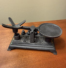 Vintage Miniature Cast Iron Scale Old Paint With 4 Weights