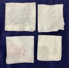 4 Vintage Swiss Embroidery Madeira Rose Handkerchief