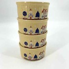 Vintage 80s Set Of Four Ramekins Souffle Casserole Bowls Tan Country Village 