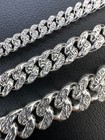 Miami Cuban Chain Diamond Cut Real 925 Sterling Silver Bracelet Necklace 3-7mm