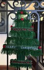 Vintage 1970s Handwoven Fabric Christmas Tree Hanging Door Decoration