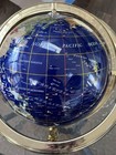 14  Blue Lapis Ocean Gemstone Globe Tripod Gold Stand   Compass Read Description