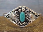 Small Native American Sterling Silver   Turquoise Feather Bracelet Yazzie