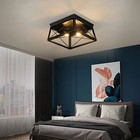 Industrial Farmhouse Ceiling Light Fixture Rustic Flush Mount Ceiling Lamp Black