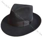 New British 100  Wool Felt Hat Men Fedora Big Size Raw Edge Brim Satin Lined