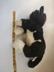 Russ Berrie Buttons Cat Plush Tuxedo Black White 12  Green Eyes   370