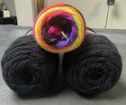 Two Red Heart Super Saver Black 7 Oz   One Red Heart Bright Stripe 5 Oz  3 Pack