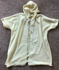 Vtg  2  Unisex Baby Toddler Yellow Hooded Terry Cloth Bath Robe Ribbon Tie Towel