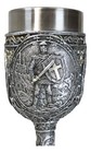 Medieval Templar Crusader Knight Suit Of Armor On Guard Wine Goblet Chalice