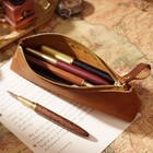 Faux Leather Pen Case Pencil Bag Pouch With Zipper Pen Holders For Men Women