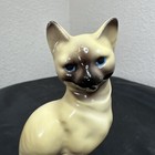 Vintage Siamese Cat Figurine Ceramic Blue Eyes Kitty Cat Mid Century Small 4 5   