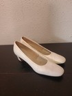 Mod 1950s 1960s Pin-up Pump Heels 6 5 Narrow White Leather Personality Retro Vtg