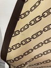S47  C  line Paris Silk Scarf - Chain Link Logo Print - Beige Brown Vintage