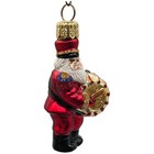 Patricia Breen Drummer Santa Red Glittered Glass Christmas Tree Ornament 2145