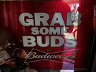Budweiser Anheuser Busch  grab Some Buds  Bar Pub Reflective Glass Mirror Sign 