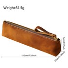 Leather Zipper Vintage Pen Bag Pencil Case Cosmetic Makeup Pouch Brush Bag 2pcs