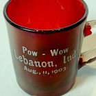 Lebanon Pow Wow Indiana Antique Ruby Red Cut Flash Souvenir Glass Shot Cup