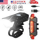 Usb Rechargeable Led Bicycle Headlight Bike Head Light Front Rear Lamp Cycling