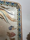 Japanese Meiji Period Hand Painted Satsuma Square Dish Plate Phoenix Signed