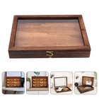 Wood Glass Top Display Case Wooden Jewelry Display Case Storage Tray Collectible