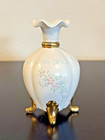Vtg Bisque Porcelain Hand Painted Pink Floral Vanity Dresser Set By Jean 1978