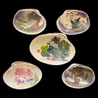 5 Hand Painted Clam Shells Korean Vintage Asian Oyster Shooters Pandas  Swans   