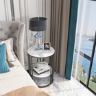 Chic End Table Coffee Side Table White Marble Nightstand For Bedroom Living Room