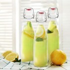 Set Of 12  17 Oz Round Glass Bottle Set With Airtight Swing Top Stoppers   Ho   