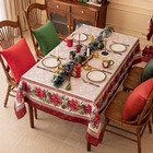 Softalker Christmas Jacquard Rectangle Tablecloth Winter Red Poinsettia Table   