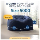 Ultimate Sack 5 Ft Foam Filled Fur Covered Bean Bag Chair With Footstool  Navy