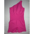 Oqq One Shoulder Seamless Ribbed Romper Pink Biker Short Bodycon Asymmetrical M
