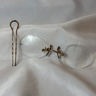 Antique Globe Pince - Nez Eyeglasses Nose Pincher With Hair Pin In Case