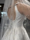 Ivory Satin Ball Gown Wedding Dress Size 10 Sleeveless Square Neck Beading Train