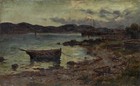 Alexander Lawson  act 1890-1903  - Late 19th Century Oil  Estuary At Dusk