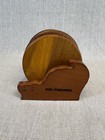 Set Of 5 Brown Wooden Cork Coasters Retro mcm Style 3 1 2 Inches Round  