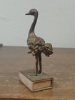 Vintage Brass Ostrich Matchbox Holder 4  Tall Vguc