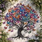 Colorful Butterfly Tree Of Life Metal Art   Outdoor Patio Decor