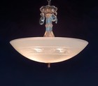 Antique Vintage 30s 40 s Ceiling Light Lamp Fixture Glass Shade Chandelier
