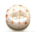 Antique Button   Scarce China Fish Eye Calico Button With Orange Star Pattern