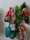 Vintage European Glass Christmas Ornaments Lot Of 6 Shoe bell Boy  Train  Santa
